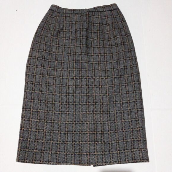 Vtg Pendleton Windowpane Plaid Pencil Skirt-Size 8-Knee Length-Lined-USA Made - Picture 1 of 10
